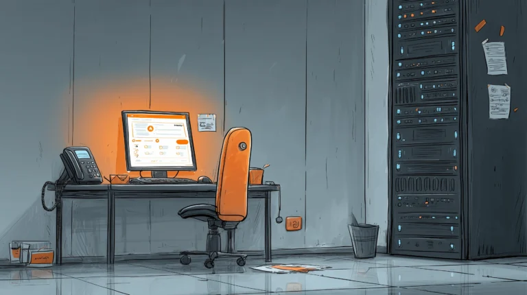 Bild eines PCs und eines Servers in einer Kinderarztpraxis.