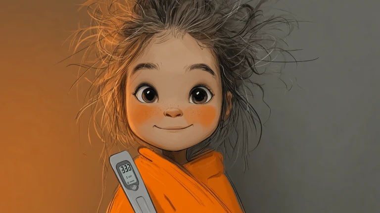 Darstellung eines Kindes mit Fieber.