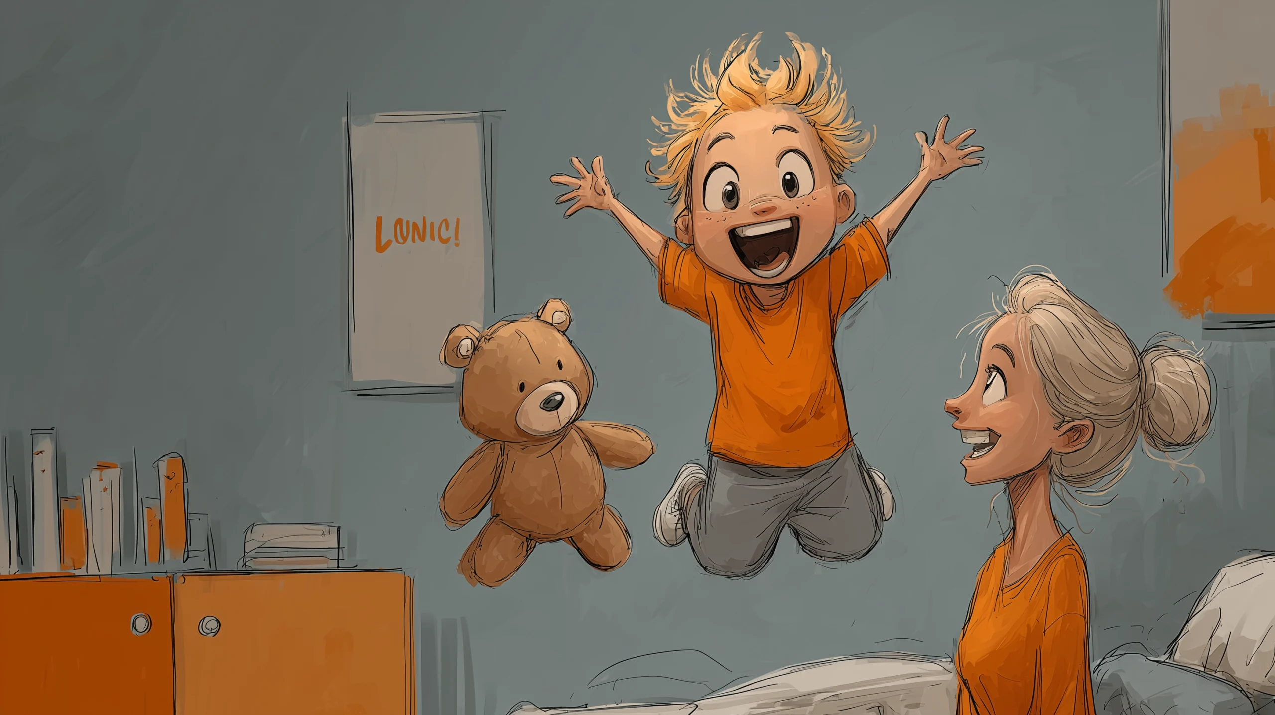 Ein Kind findet seinen Teddy wieder und freut sich